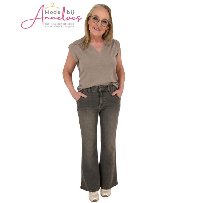 Enjoy dames Jeans wide leg 479231Taupe Enjoy dames Jeans wide leg 479231Taupe